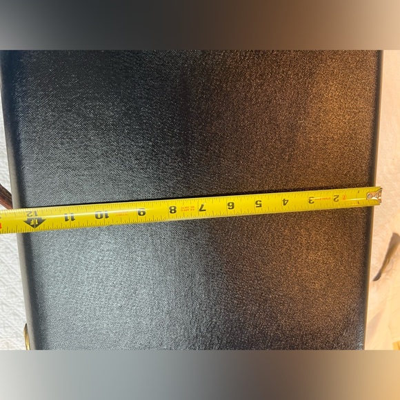 Gorgeous 💙🤎 Vintage Navy Leather Trimmed Trim Suitcase Navy Silk Lining KEY!! - Picture 15 of 15